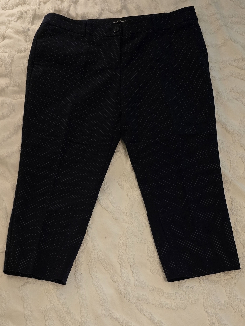 Hilary Radley Women's Cropped / Anklr Pants, Navy W/polka Dot. Size 14 (312)